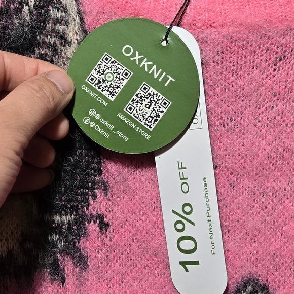 Oxknit Women's Fuzzy Pink Cat Rose Long Sleeve Sweater Size M New With Tags - Picture 2 of 8